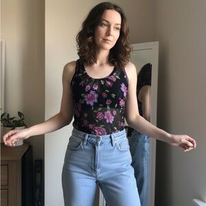 Floral Black and Purple Women's Top